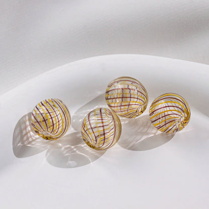 Swirl Pattern Blown Glass Beads 10-16mm Colorful Translucent 4pcs 21