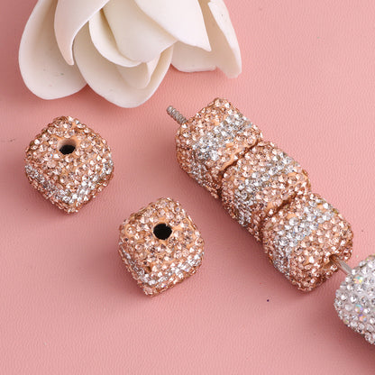 Polymer Clay Cube Rhinestone Beads 24mm Waistline Sparkle 5pcs 11