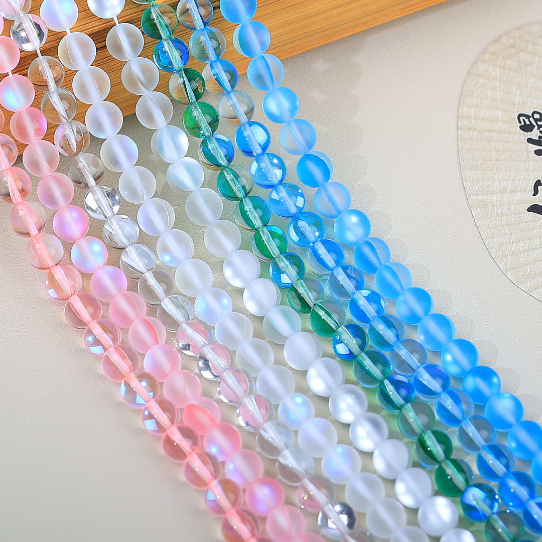 Mermaid Round Glass Beads 6mm Matte Pastel Jewel Tones 40pcs 2