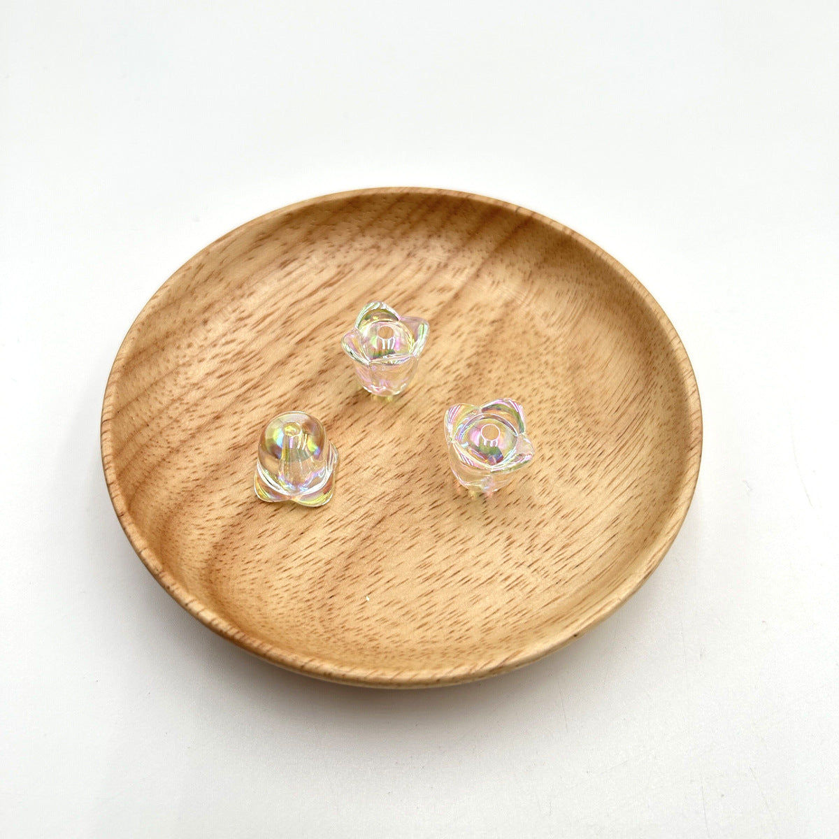 Transparent UV Plating Lily Valley Flower Acrylic Beads 14mm 10pcs 7