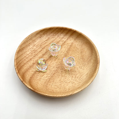 Transparent UV Plating Lily Valley Flower Acrylic Beads 14mm 10pcs 7