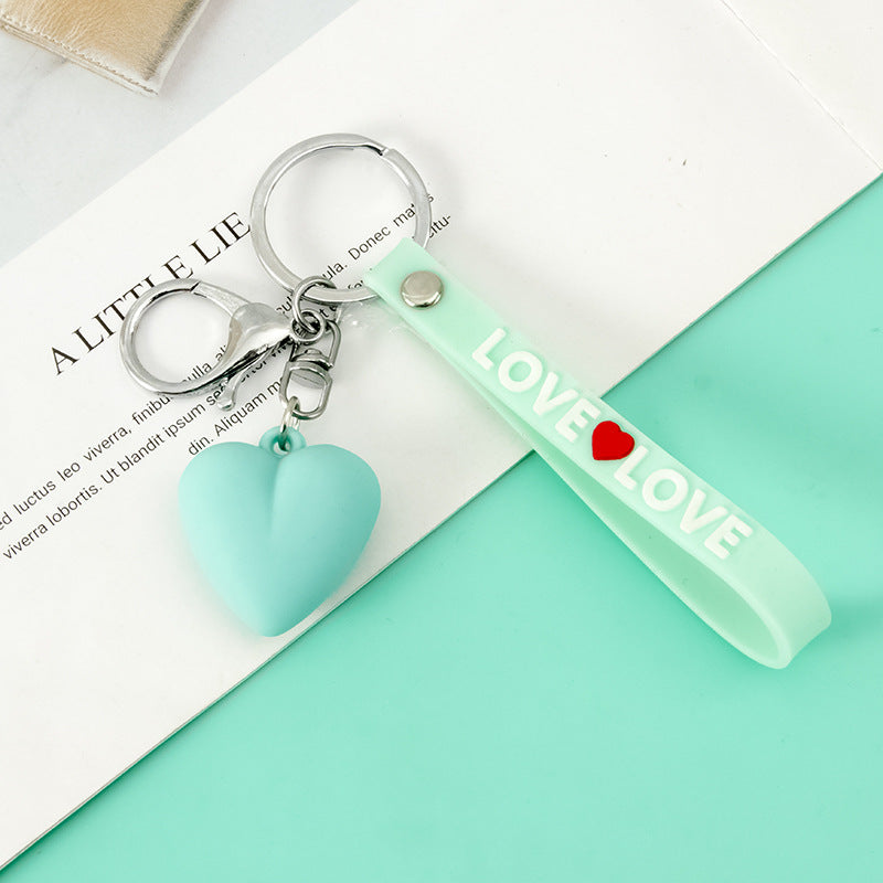 Resin Heart Keychain with Love Strap Pastel Colors 11