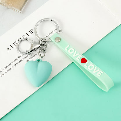 Resin Heart Keychain with Love Strap Pastel Colors 11