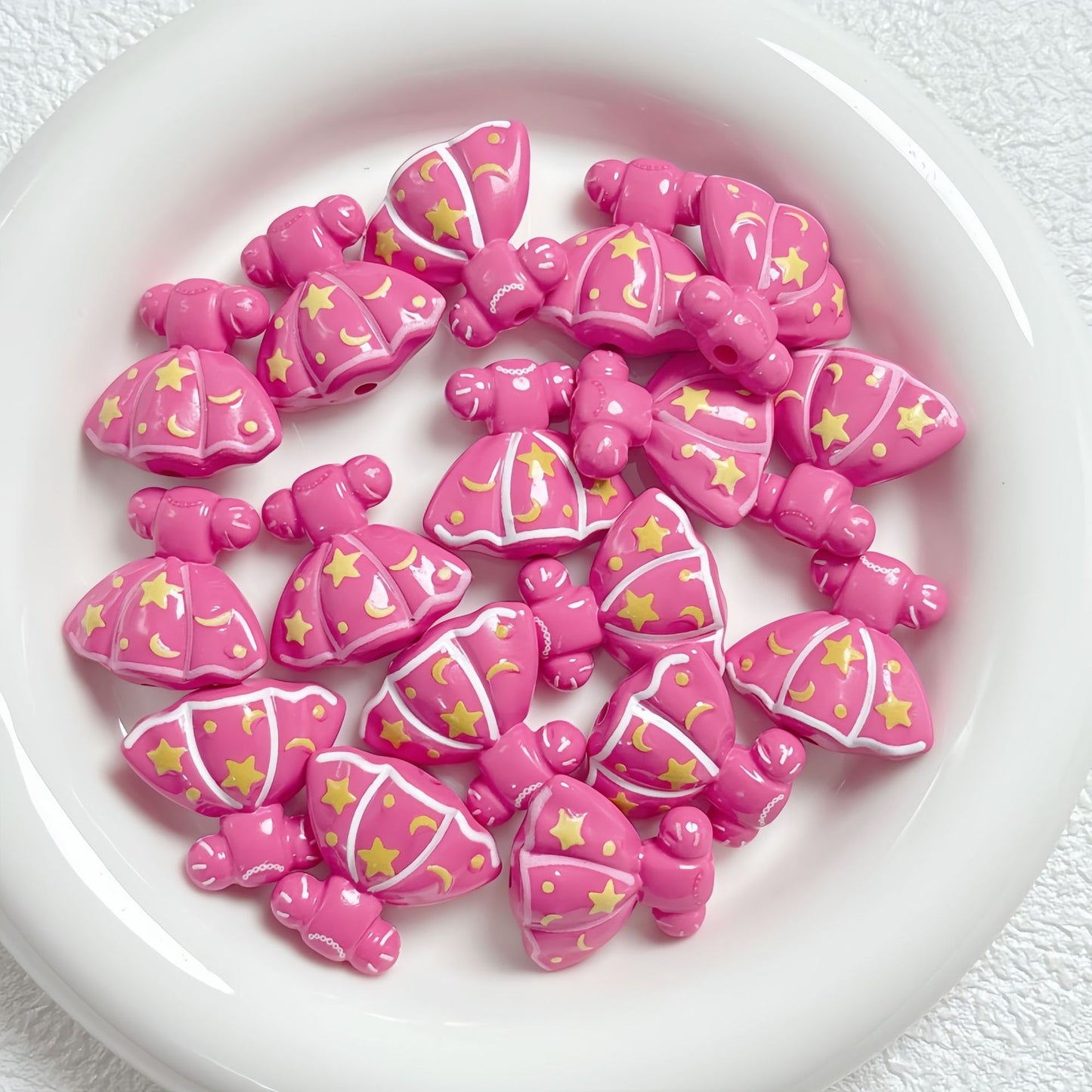 Painted Dress Acrylic Beads 26mm Colorful Assorted 5pcs 9