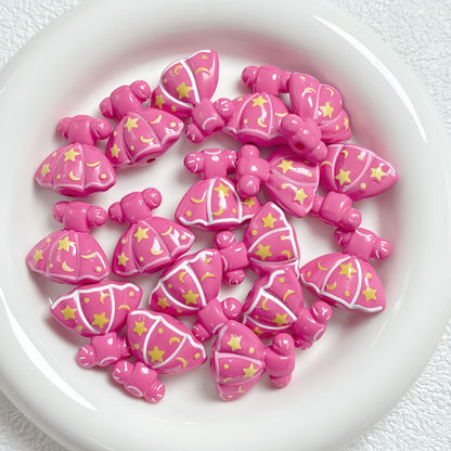 Painted Dress Acrylic Beads 26mm Colorful Assorted 5pcs 9
