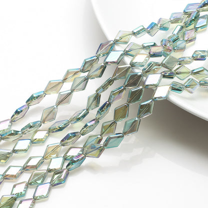 Electroplated Rhombus Glass Beads 11mm Transparent Mixed Colors 20pcs 9