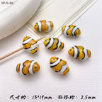 Hand Painted Fish Ceramic Beads 13x19mm Glazed Clownfish 1pc 6