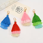 Layered Tassel Keychain Cotton Soft Texture with Metal Clasp 3