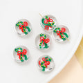 Hand Painted Flat Glass Beads 18mm Double-Sided Enamel Christmas 1pc 6