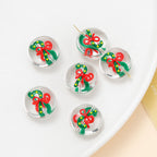 Hand Painted Flat Glass Beads 18mm Double-Sided Enamel Christmas 1pc 6