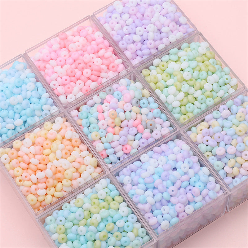 Frosted Abacus Glass Beads 3x6mm Pastel Matte Finish 70pcs