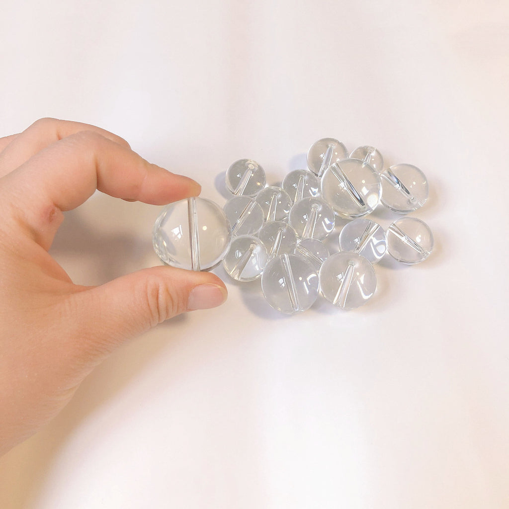 Transparent Round Glass Beads 18-30mm Clear Smooth with Holes 10pcs 2