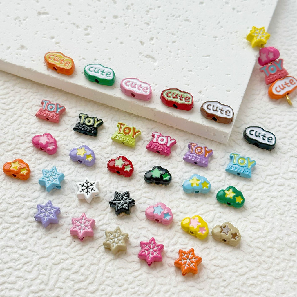 Painted Cute Character Plate Series Metal Beads Bulk 20pcs 4