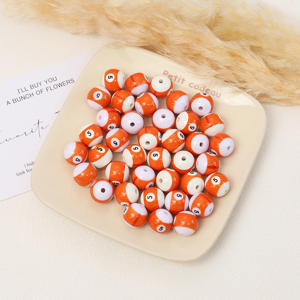Painted Billiards Acrylic Beads 16mm Creative Colorful 100pcs 9
