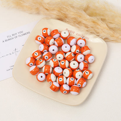Painted Billiards Acrylic Beads 16mm Creative Colorful 100pcs 9