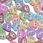 Labub Character Clay Beads 10mm Colorful Bunny Faces 200pcs 5