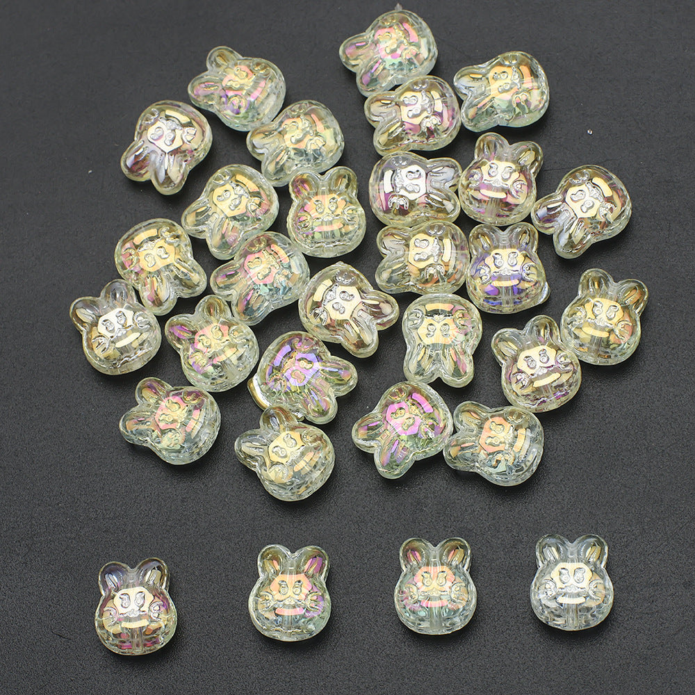 Plating Bunny Head Glass Beads 12mm Iridescent 30pcs 19