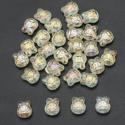 Plating Bunny Head Glass Beads 12mm Iridescent 30pcs 19