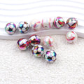 Plating Round Acrylic Beads 16mm UV Sports Ball Pattern 20pcs 6
