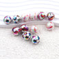 Plating Round Acrylic Beads 16mm UV Sports Ball Pattern 20pcs 6