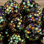 Rhinestone Bubblegum Beads 10-22mm Halloween Green Purple Mosaic 5pcs 2