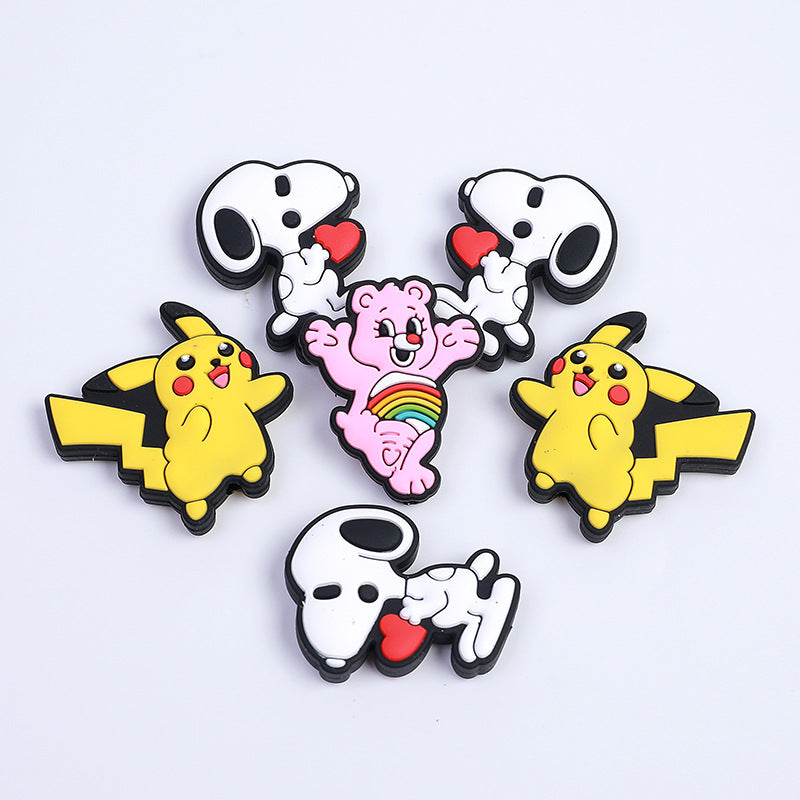 Silicone Focal Beads Snoopy Pokemon Holding Heart Elements 10pcs