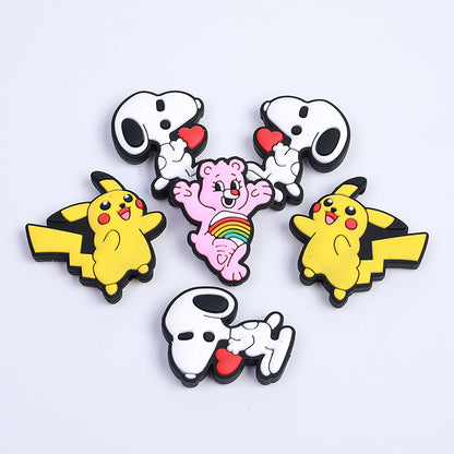 Silicone Focal Beads Snoopy Pokemon Holding Heart Elements 10pcs