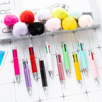 Beadable Pen Plastic Multicolor Fur Ball 4 Ink Colors 1pc