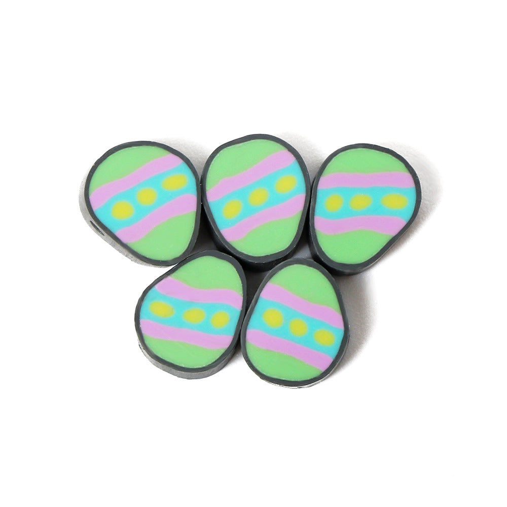Easter Egg Clay Beads 11mm Polymer Colorful Pattern 100pcs 5