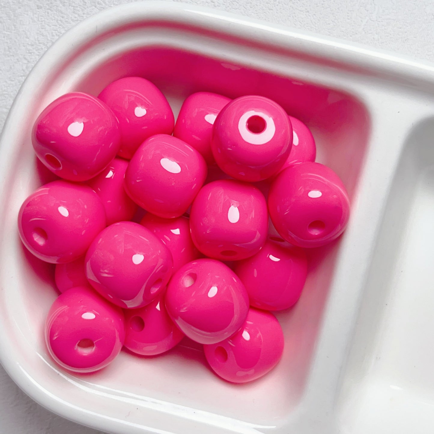 Painted Chubby Acrylic Beads 16mm Glossy Bright Colors 10pcs 7