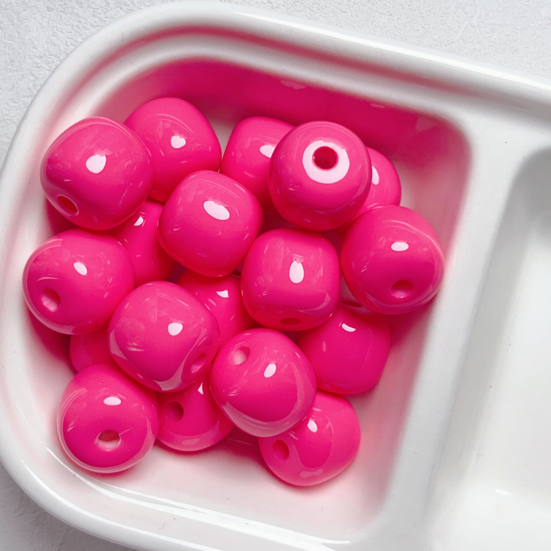 Painted Chubby Acrylic Beads 16mm Glossy Bright Colors 10pcs 7