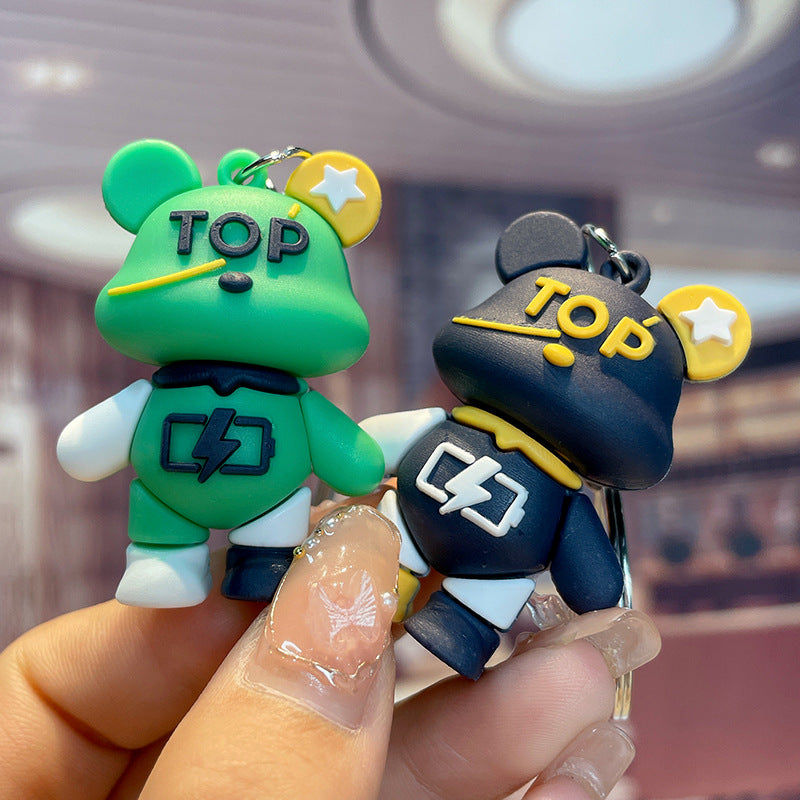 PVC Super Cool Bear Keychain Colorful Street Style Charm 3