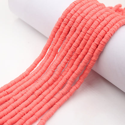 Flat Clay Beads 6mm Solid Color Polymer Spacer Discs 10strands 20