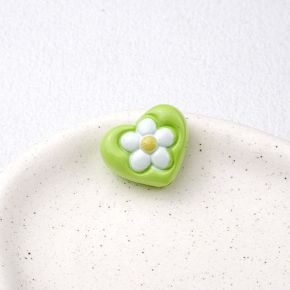 Floral Heart Acrylic Beads 21mm Colorful Mixed 50pcs 8