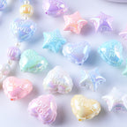 UV Plating Balloon Shaped Heart Star Acrylic Beads 25mm Glossy Pastel 50pcs