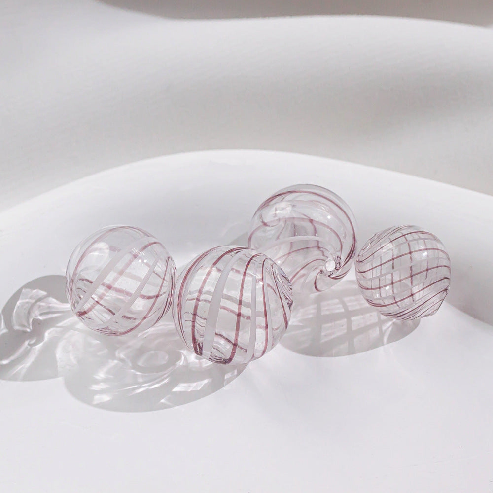 Swirl Pattern Blown Glass Beads 10-16mm Colorful Translucent 4pcs 27