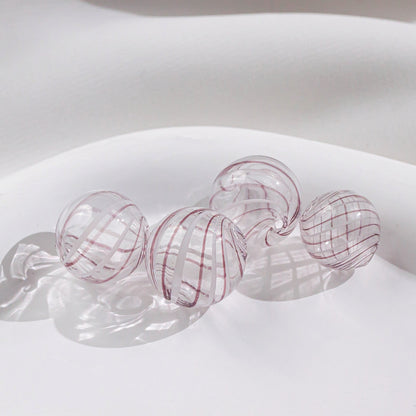 Swirl Pattern Blown Glass Beads 10-16mm Colorful Translucent 4pcs 27