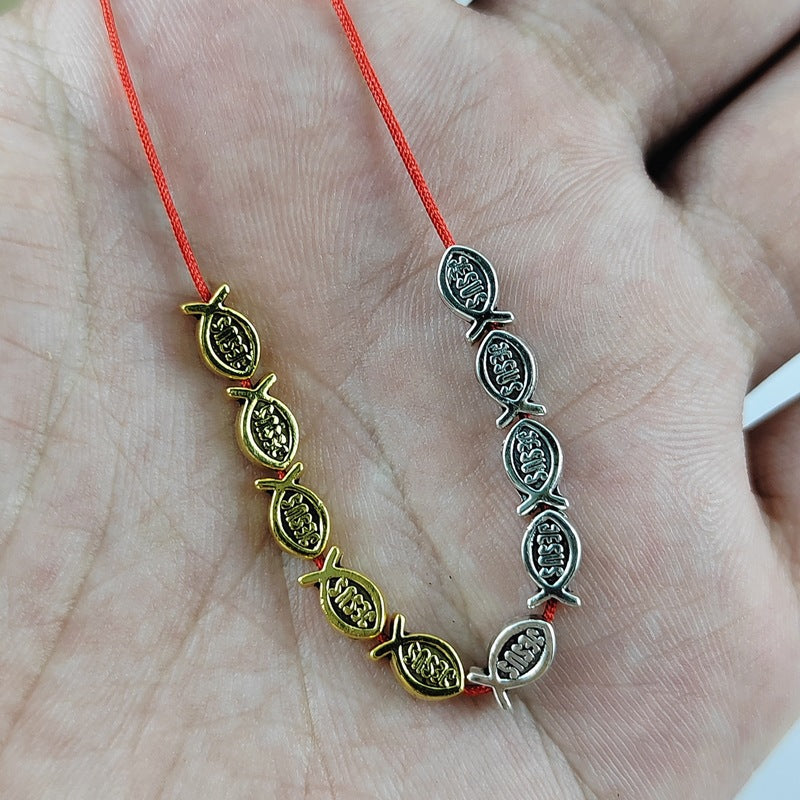 Fish Shaped Metal Beads 8mm Vintage Jesus Design 300pcs 2