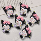 3D Enamel Character Resin Beads Glossy Pastel 2pcs 2
