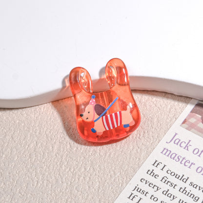 Transparent Handbag Acrylic Beads 25mm Cartoon Pattern Printed 10pcs 14