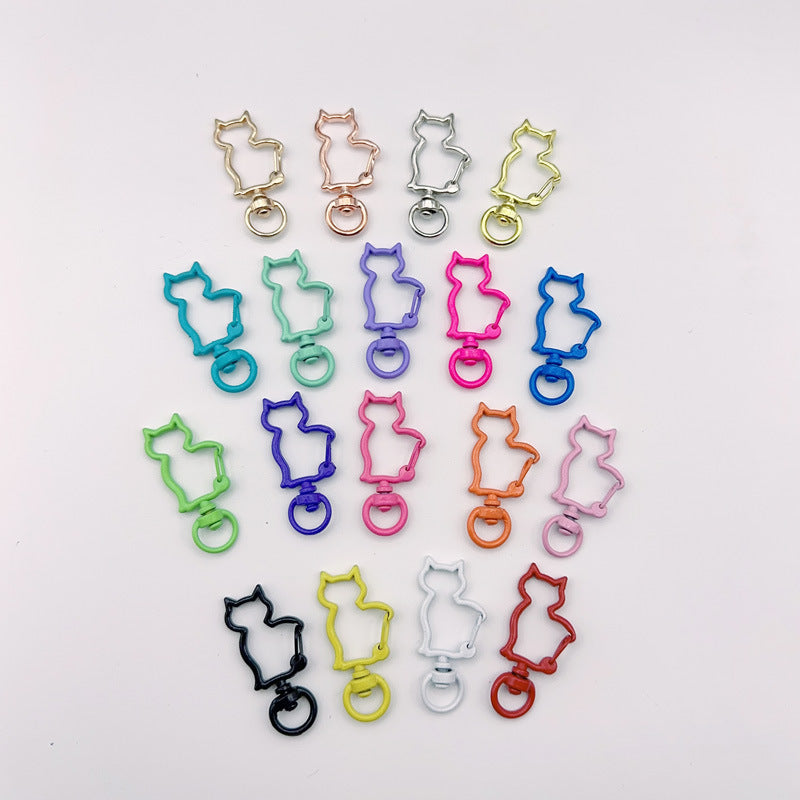 Zinc Alloy Kitten Shaped Colorful Buckle Keychain Clasps 20pcs 37mm