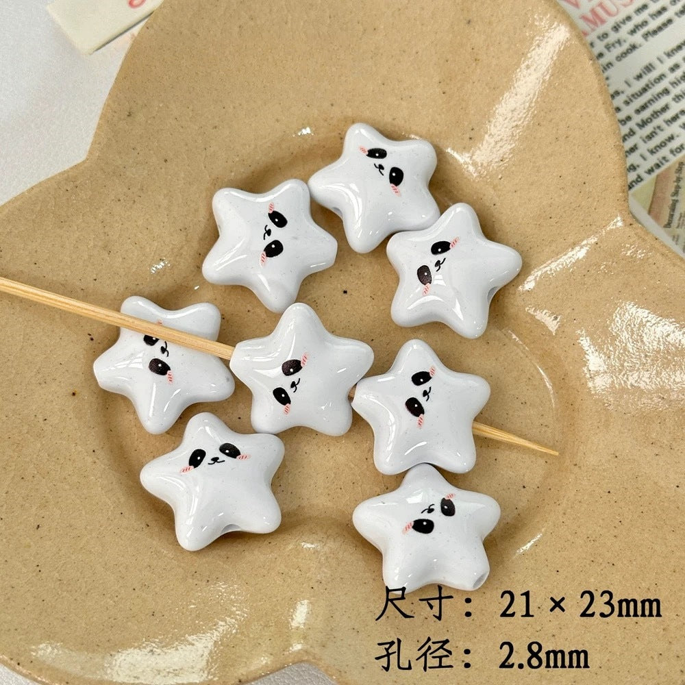 Cartoon Star and Penguin Series Acrylic Beads Printed 10pcs 8