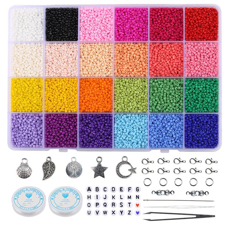 Transparent Seed Glass Beads 2mm 24 Vibrant Colors Glossy Finish 14