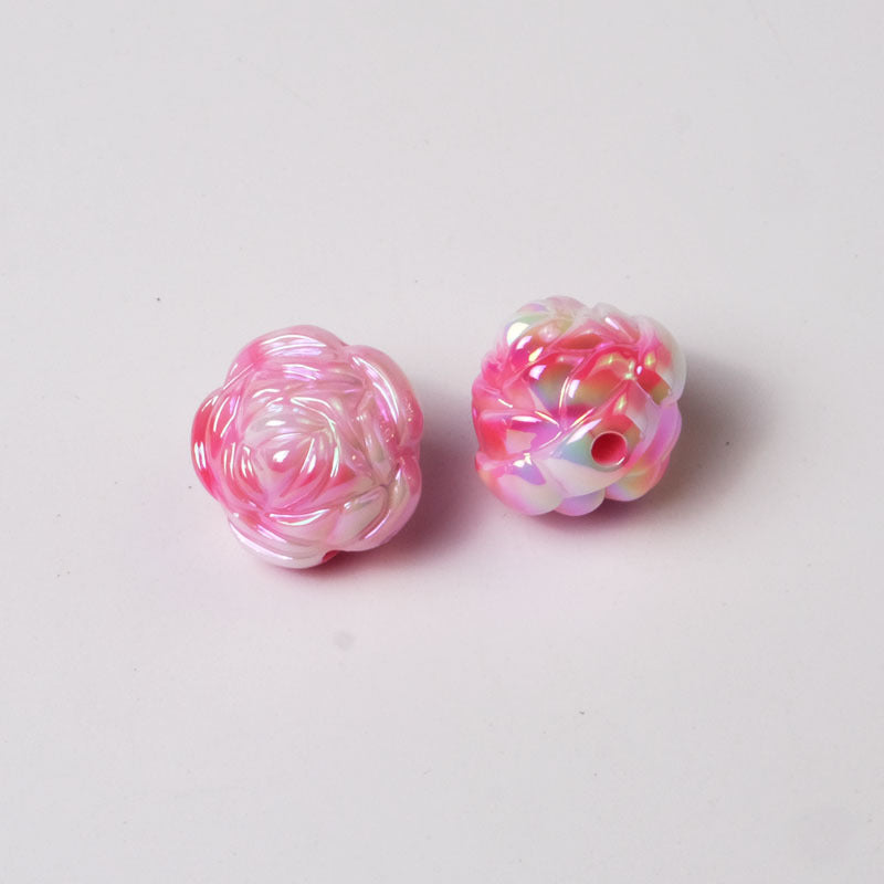 Plating Rose Ball Acrylic Beads 16mm Dual Color Glossy 50pcs 3