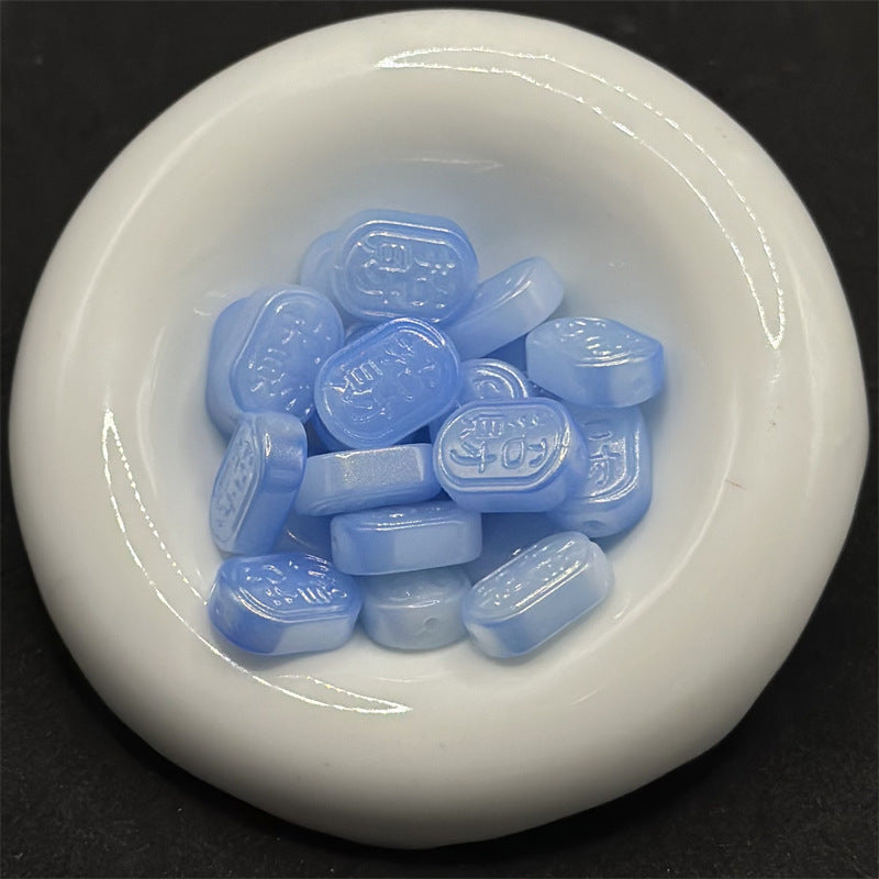 Imitation Jade Czech Glass Beads 13x18mm Pastel Colors 100pcs 10