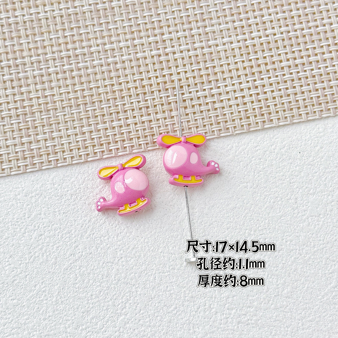 Helicopter and Satellite Metal Beads 17mm Painted Pastel Alloy 10pcs 11
