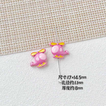 Helicopter and Satellite Metal Beads 17mm Painted Pastel Alloy 10pcs 11
