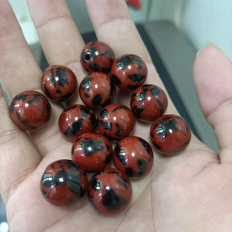 Leopard Dotted Resin Beads 10/12/16mm Glossy Mixed Colors 100pcs 3