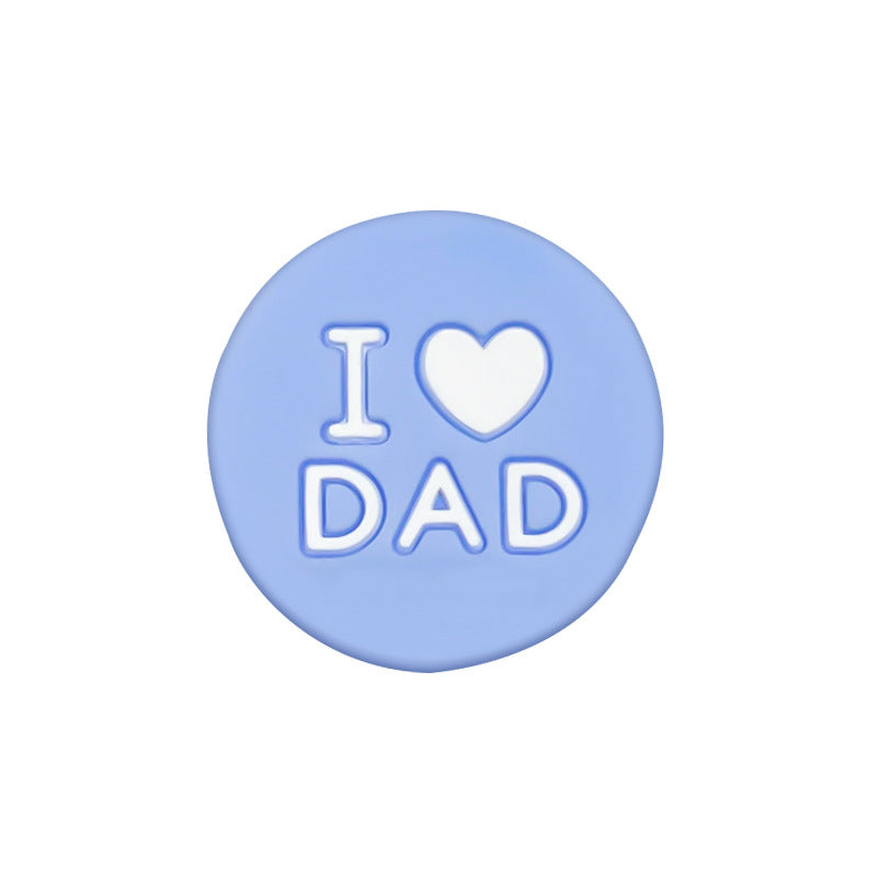 Silicone Focal Beads I Love Dad Embossed Text Solid Color 20pcs 6