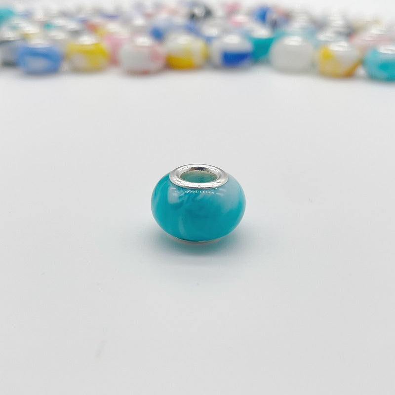 Acrylic Round Spacer Beads 14mm Ink Imitation Ceramic Large Hole 50pcs 12